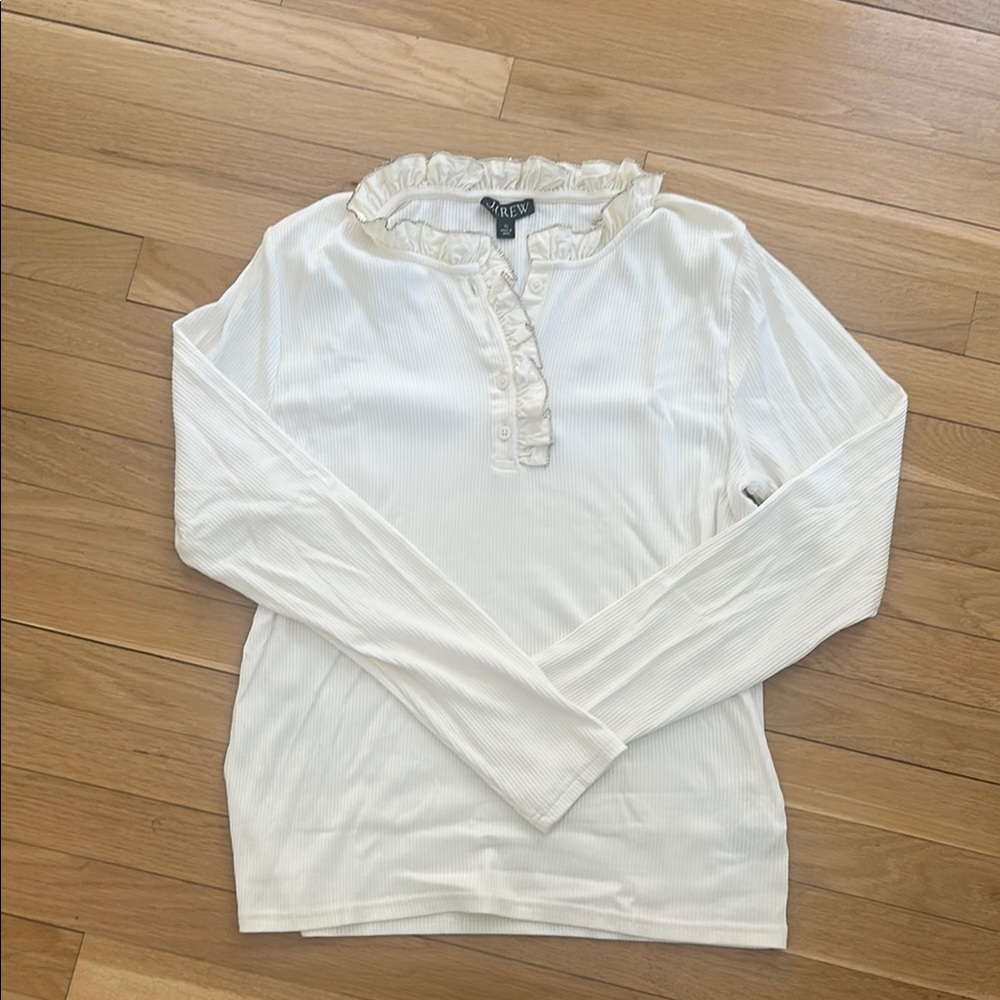 Ruffled rhinestone Long Sleeve Henley